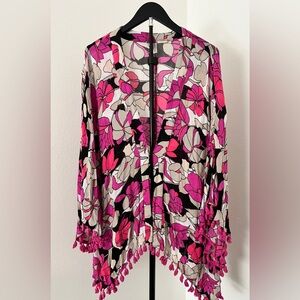 Trina Turk Pink Floral Kimono | OSFM | Open Front Cover Up 🌺